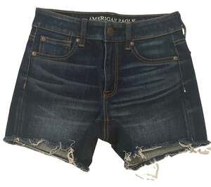 American Eagle Denim Shorts Women’s 2 Dark Wash Hi-Rise Shortie Super Stretch